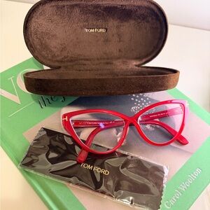 Tom Ford Red Cat Eye Optical Glasses